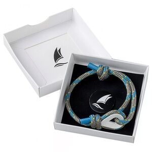 Wind passions-handmade nautical, accessories blue and gray bungee cord bracelet